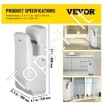 Airblade Stiliaus Rankų Džiovintuvas 2000W, ABS, Dvigubas Oro Srautas - Image 7