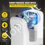 Airblade Stiliaus Rankų Džiovintuvas 2000W, ABS, Dvigubas Oro Srautas - Image 2