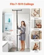Apsauginė Atraminė Rankena Grindys-Lubos, 360° Sukimas, Max 136 kg, Aukštis 214 cm – 305 cm, Juoda - Image 2