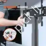 Aukščio Reguliuojamas TV Stalo Stovas "Universalus Pokytis" 32"-65" (max. 41 kg), Juodas, Sūkio Kampas ±30∘ - Image 4