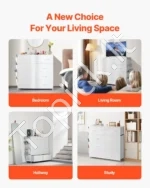 Aukšta Balta Komoda su 10 Audinio Stalčių, Plieninis Rėmas, 100 x 30 x 97,5 cm, Minimalistinis Dizainas - Image 7