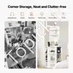 Aukšta Kampinė Spintelė su 6 Lygiais,Balta, 71,5 x 54 x 163,3 cm - Image 3