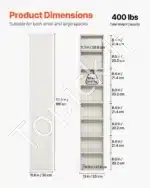 Aukšta Pastatoma Lentyna Knygoms. balta, 8 Lentynos, 180 x 33 x 30 cm - Image 2