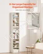 Aukšta Pastatoma Lentyna Knygoms. balta, 8 Lentynos, 180 x 33 x 30 cm - Image 3