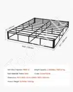 Aukštas „Queen Size“ Lovos Pagrindas (Boxspring) 23 cm, Metalinis Rėmas, Nuimamas Audinys, 201 x 151,5 cm - Image 7