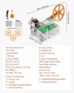 Automatinė juostų pjovimo mašina 965×320×432 mm, SKD2 ašmenys, 1-85 mm pločio, Karštas/Šaltas pjūvis - Image 7