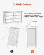 Balta Komoda, 6 Talpūs Stalčiai, Medienos Plokštė, 120 cm x 40 cm x 79 cm, Su Apsauga Nuo Apvirtimo - Image 7