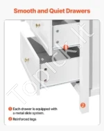 Balta Komoda, 9 Stalčiai (3 Dideli, 6 Maži), 150 cm x 40 cm x 79 cm , Su Apsauga Nuo Apvirtimo - Image 6