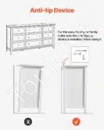 Balta Komoda, 9 Stalčiai (3 Dideli, 6 Maži), 150 cm x 40 cm x 79 cm , Su Apsauga Nuo Apvirtimo - Image 7