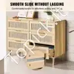 Boho Ratano Imitacijos Komoda su 6 Stalčiais, Natūrali Medžio Spalva, 110 x 40 x 75,5 cm - Image 5