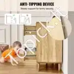 Boho Ratano Imitacijos Komoda su 6 Stalčiais, Natūrali Medžio Spalva, 110 x 40 x 75,5 cm - Image 4