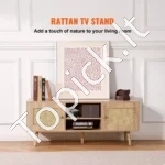 Boho Stiliaus TV Spintelė (120x40x49 cm), Ąžuolo Spalvos - Image 2