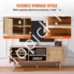 Boho Stiliaus TV Spintelė (120x40x49 cm), Ąžuolo Spalvos - Image 4