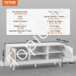 Boho TV Spintelė (120x40x49 cm), Balta su Rotango Durelėmis - Image 6