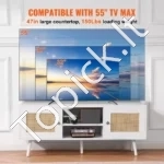 Boho TV Spintelė (120x40x49 cm), Balta su Rotango Durelėmis - Image 2