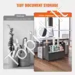 Brėžinių Laikymo Stovas Su 50 Skyrių Ir Ratukais, Mobili Medinė Lentyna, 76,5 x 39,5 x 78 cm, Baltos/Juodos Spalvos - Image 4