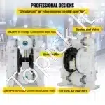 Chemijos Pramonės Oru Varoma Pompa, 1 Colio (25 mm) PP / PTFE, Maks. 300 L/min Srautas, 120 PSI Slėgis - Image 4