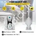 Chemijos Pramonės Oru Varoma Pompa, 1 Colio (25 mm) PP / PTFE, Maks. 300 L/min Srautas, 120 PSI Slėgis - Image 2