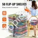 Dailės Darbų Džiovinimo Stovas (50 Skyrių, Išimami), 490 x 190 mm Lentynos - Image 3