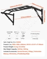 Daugiafunkcinė Prie Sienos Tvirtinama Prisitraukimų Skersinis (Multi-Grip), 126 cm Pločio, Juoda, iki 200 kg - Image 7