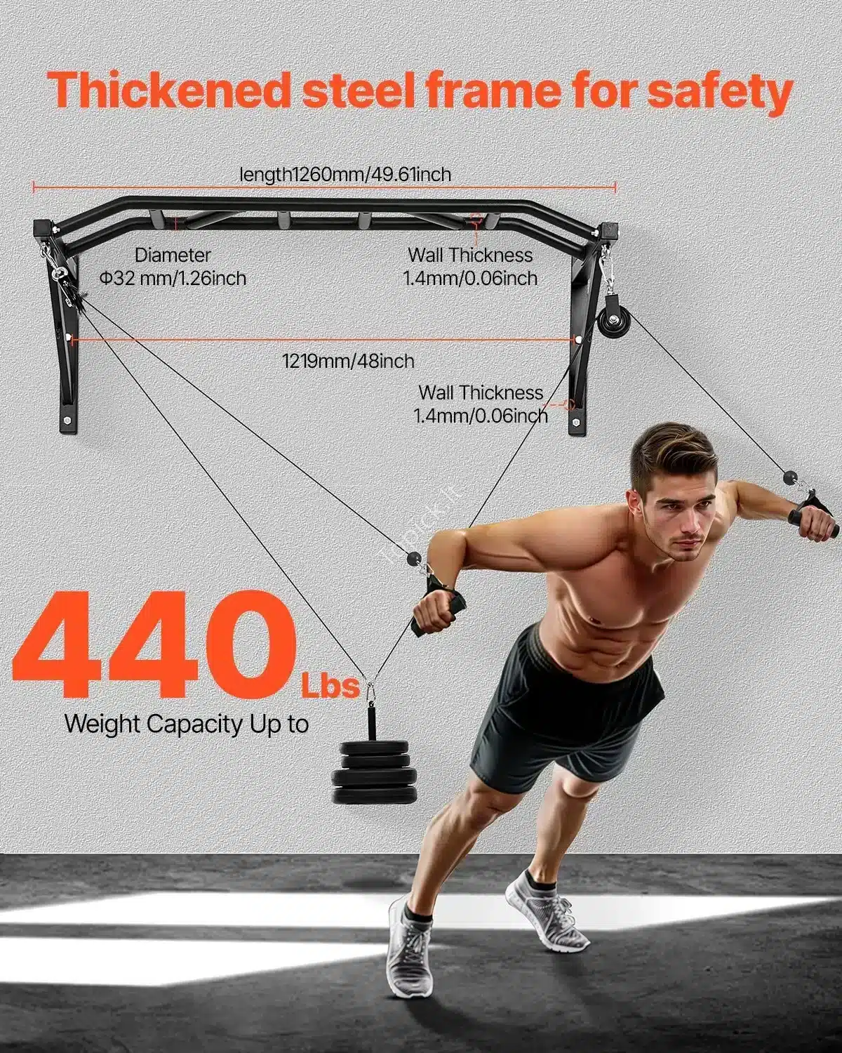 Daugiafunkcinė Prie Sienos Tvirtinamas Prisitraukimų Skersinis (Lat Pulldown)  iki 200 kg topick (3) Daugiafunkcinė Prie Sienos Tvirtinamas Prisitraukimų Skersinis (Lat Pulldown)  iki 200 kg - Image 2