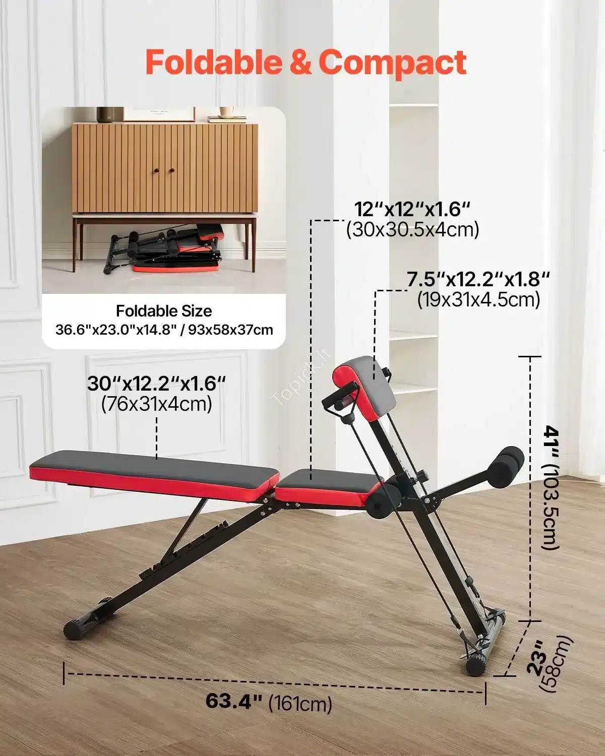 Daugiafunkcinis Sulankstomas Nugaros Treniruoklis Romeniška Kėdė (Hyperextension Bankas), Juodai-Raudonas, iki 350 kg topick (1) Daugiafunkcinis Sulankstomas Nugaros Treniruoklis "Romeniška Kėdė" Juodai-Raudonas, iki 350 kg - Image 6