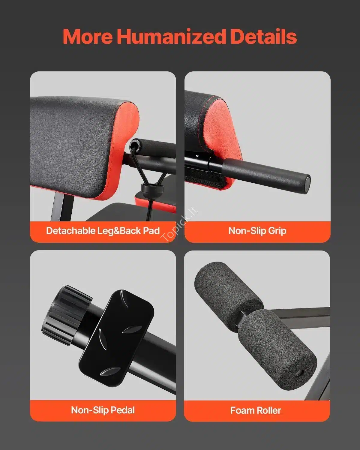 Daugiafunkcinis Sulankstomas Nugaros Treniruoklis Romeniška Kėdė (Hyperextension Bankas), Juodai-Raudonas, iki 350 kg topick (2) Daugiafunkcinis Sulankstomas Nugaros Treniruoklis "Romeniška Kėdė" Juodai-Raudonas, iki 350 kg - Image 7