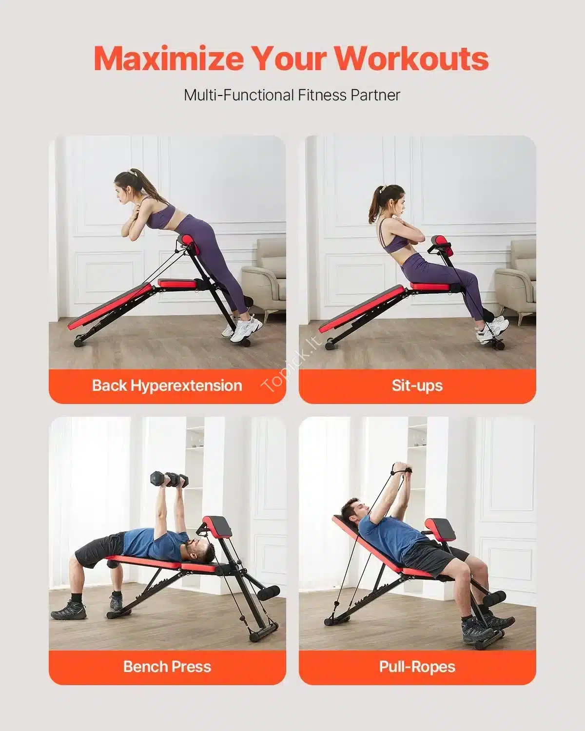 Daugiafunkcinis Sulankstomas Nugaros Treniruoklis Romeniška Kėdė (Hyperextension Bankas), Juodai-Raudonas, iki 350 kg topick (3) Daugiafunkcinis Sulankstomas Nugaros Treniruoklis "Romeniška Kėdė" Juodai-Raudonas, iki 350 kg - Image 2