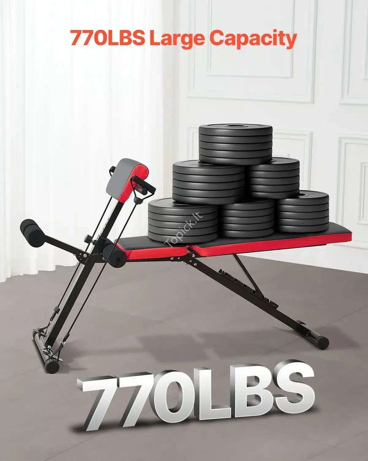 Daugiafunkcinis Sulankstomas Nugaros Treniruoklis Romeniška Kėdė (Hyperextension Bankas), Juodai-Raudonas, iki 350 kg topick (4) Daugiafunkcinis Sulankstomas Nugaros Treniruoklis "Romeniška Kėdė" Juodai-Raudonas, iki 350 kg - Image 3