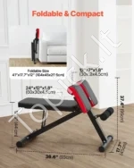 Daugiafunkcinis Sulankstomas Nugaros Treniruoklis "Romeniška Kėdė" , Juodai-Raudonas, iki 150 kg - Image 6