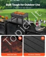 Didelė Nešiojama Kempingo Virtuvė 175×40×160 cm su 3 Spintelėmis ir Vėjo Skydeliu, Aliuminis/Plienas - Image 3