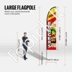 Didelė Reklaminė Vėliava "BURGERS" Stovui, 498.5 cm Aukštis, 340×80 cm Audinys - Image 2