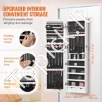 Didelė Sieninė Veidrodinė Papuošalų Spintelė su Užraktu ir Talpiu Vidumi - Image 4