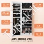 Didelė Sieninė Veidrodinė Papuošalų Spintelė su Užraktu ir Talpiu Vidumi - Image 5