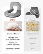 Didelė U Formos Skaitymo Pagalvė-Atlošas Lovai ar Grindims. 114 x 89 x 18 cm, Pilkas Aksomas - Image 3