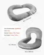 Didelė U Formos Skaitymo Pagalvė-Atlošas Lovai ar Grindims. 114 x 89 x 18 cm, Pilkas Aksomas - Image 7