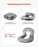 Didelė U Formos Skaitymo Pagalvė-Atlošas Lovai ar Grindims. 114 x 89 x 18 cm, Pilkas Aksomas - Image 2