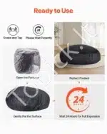 Didelis Apvalus Sėdmaišis Suaugusiems XXL Juodas, 182,9x50,8 cm, Medžiaga: Minkštas Velūras - Image 7