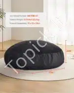 Didelis Apvalus Sėdmaišis Suaugusiems XXL Juodas, 182,9x50,8 cm, Medžiaga: Minkštas Velūras - Image 2