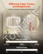 Didelis LED Vonios Veidrodis 70 x 100 cm, 3 Spalvų Apšvietimas - Image 2