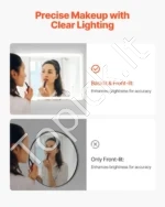 Didelis LED Vonios Veidrodis 70 x 100 cm, 3 Spalvų Apšvietimas - Image 3