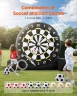 Didelis Pripučiamas Futbolo Smiginis (Dartboard) 244 cm Aukščio, Juodas, su 9 Kick Darts Kamuoliais - Image 2