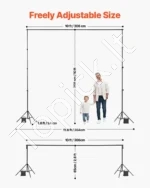 Didelis Reguliuojamas Foto Studijos Fonas (Fotostendas) Su Trikojais – 300×300 cm - Image 2