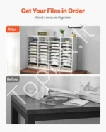 Dokumentų Rūšiuoklė/spintelė su 36 Reguliuojamais Skyriais – 99,7 x 30,5 x 68 cm, Balta Spalva, Medžio Plokštė - Image 2