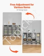 Dokumentų Rūšiuoklė/spintelė su 36 Reguliuojamais Skyriais – 99,7 x 30,5 x 68 cm, Balta Spalva, Medžio Plokštė - Image 5