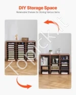 Didelė Lentyna Popieriui / Dokumentų Rūšiuoklis su 27 Skyriais, Išimamos Lentynėlės, Tamsiai Ruda Spalva, A4 Formatui, 80 x 29.7 x 55 cm - Image 5