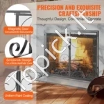 Dvidalė Židinio Apsauga nuo Žiežirbų su Durelėmis, Geležinė, Plotis 802 mm - Image 5