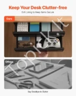 Dvigubas Ištraukiamas Metalinis Stalčius po Stalu su Lentyna, 457×227×200 mm, Juodas, Plienas - Image 6