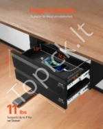 Dvigubas Ištraukiamas Metalinis Stalčius po Stalu su Lentyna, 457×227×200 mm, Juodas, Plienas - Image 2