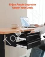 Dvigubas Ištraukiamas Metalinis Stalčius po Stalu su Lentyna, 457×227×200 mm, Juodas, Plienas - Image 3